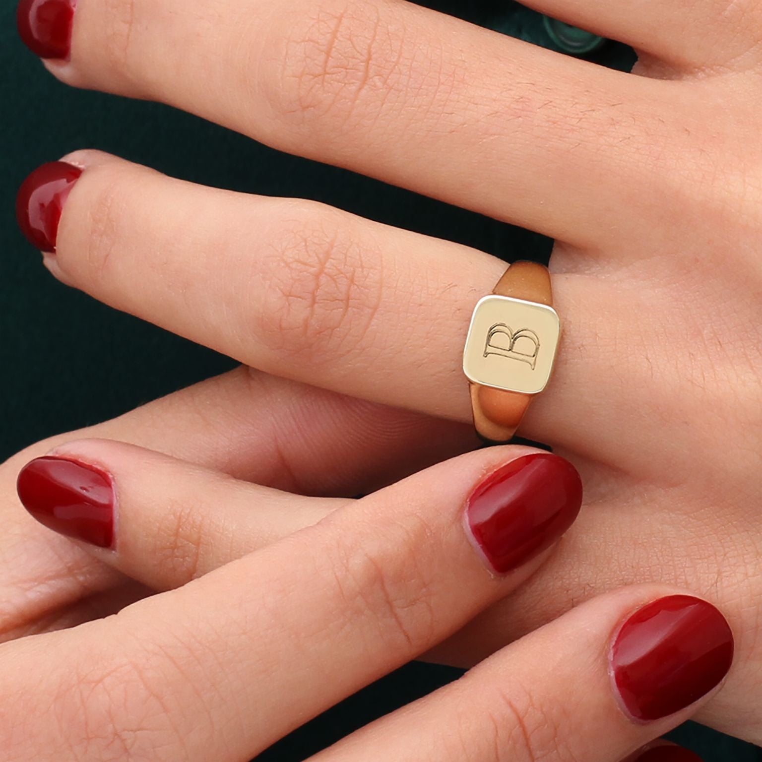 Personalised Ladies 9ct Yellow Gold Square Signet Ring
