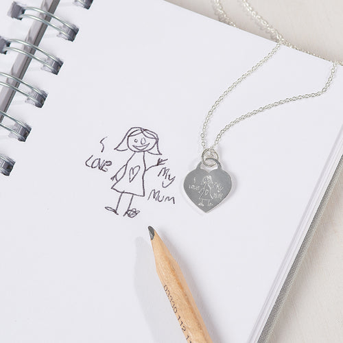 Your Child's Drawing Personalised Heart Necklace