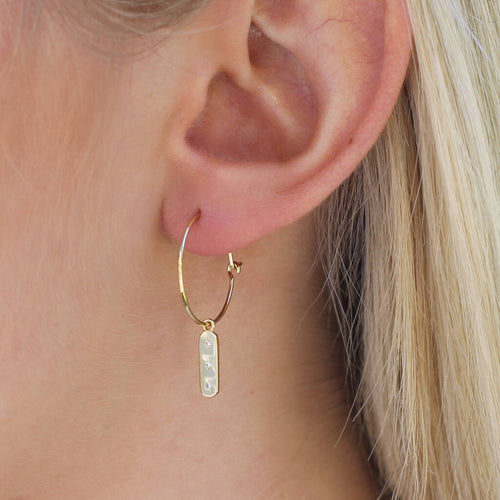 18ct Gold Plated Crystal Tablet Hoop Earrings