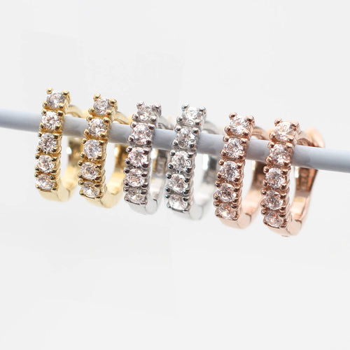 18ct Gold Plated Tennis Crystal Huggie Earrings