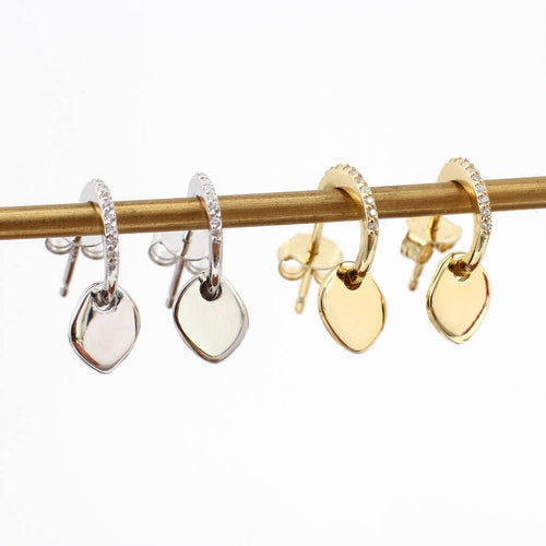 18ct Gold Plated Crystal Set Hoop Charm Earrings