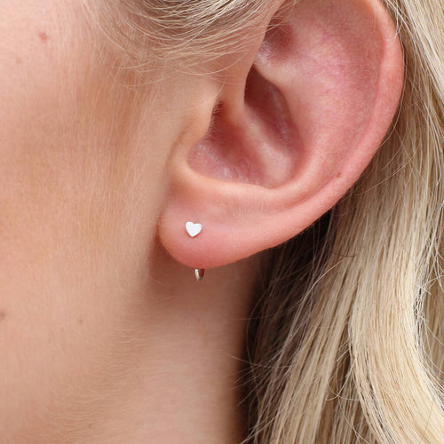 18ct Gold Plated or Sterling Silver Mini Pull Through Heart Earrings