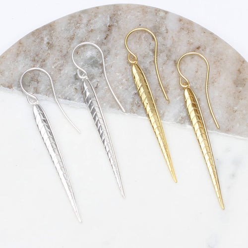 18ct Gold Plated Long Leaf Earrings