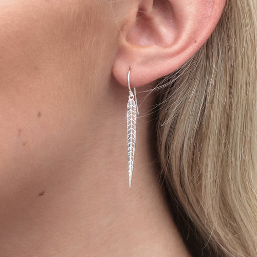 18ct Gold Plated Long Leaf Earrings