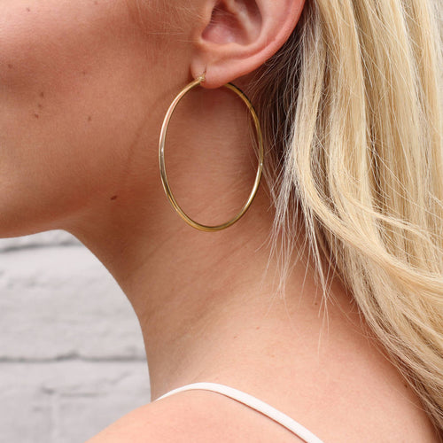 18ct Yellow Gold Plated Large Hoop Earrings