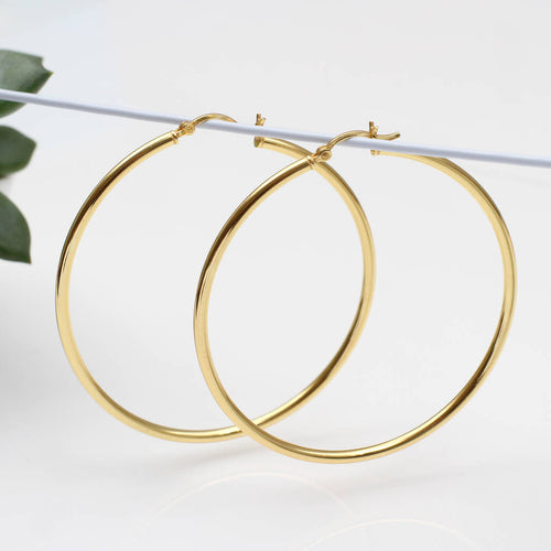 18ct Yellow Gold Plated Large Hoop Earrings