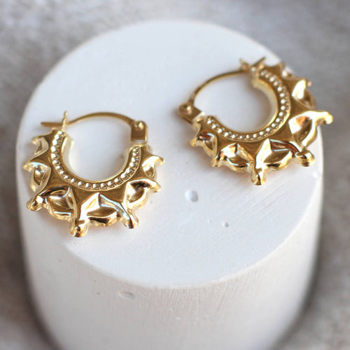 9ct Gold Star Creole Hoop Earrings