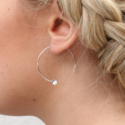 Contemporary Sterling Silver Pull Through Hoop Earrings