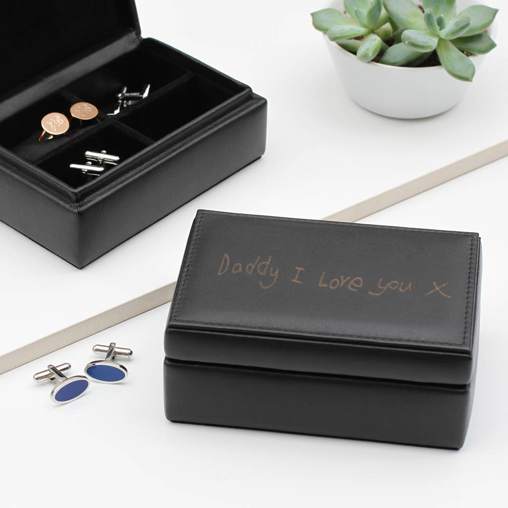 Handwritten Message Leather Cufflink Box
