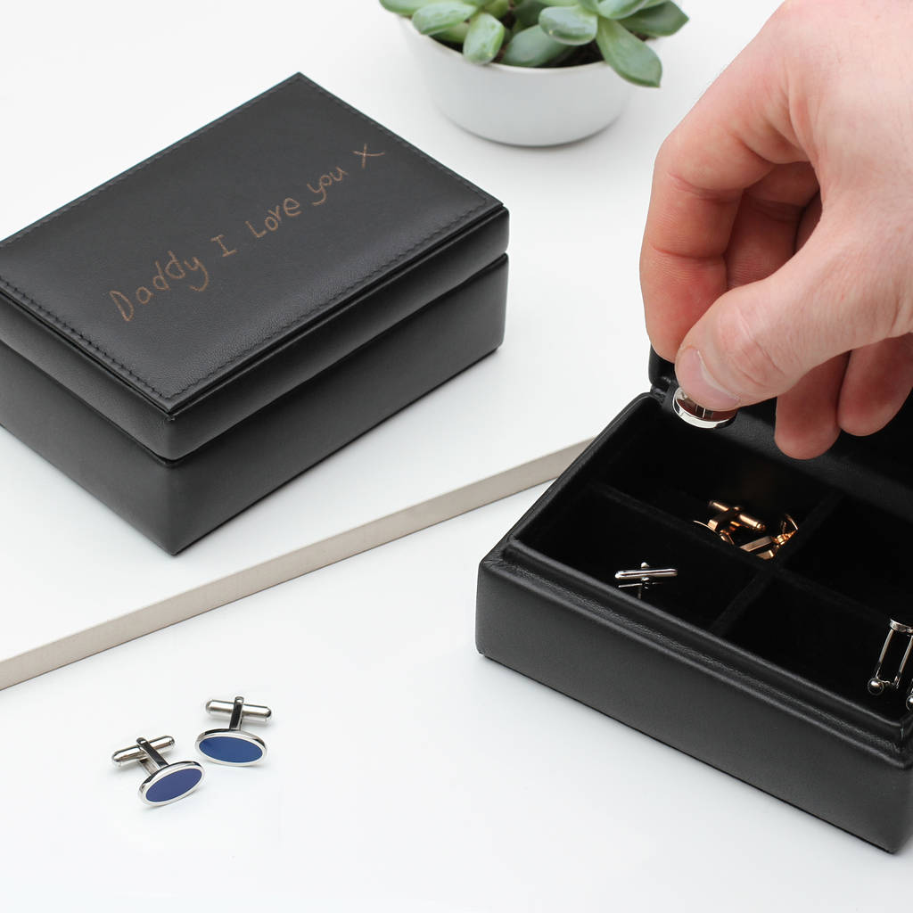 Handwritten Message Leather Cufflink Box