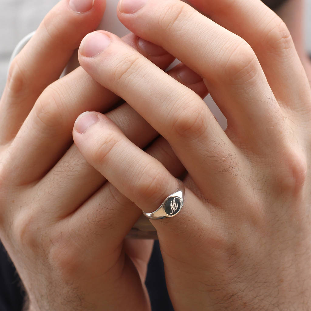Sterling Silver Initial Pinky Ring