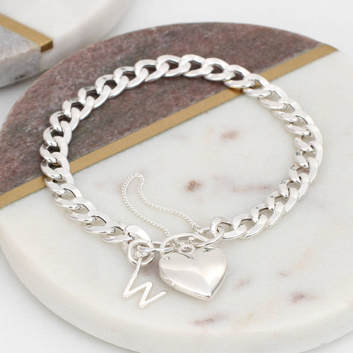 Personalised Sterling Silver Padlock Charm Bracelet