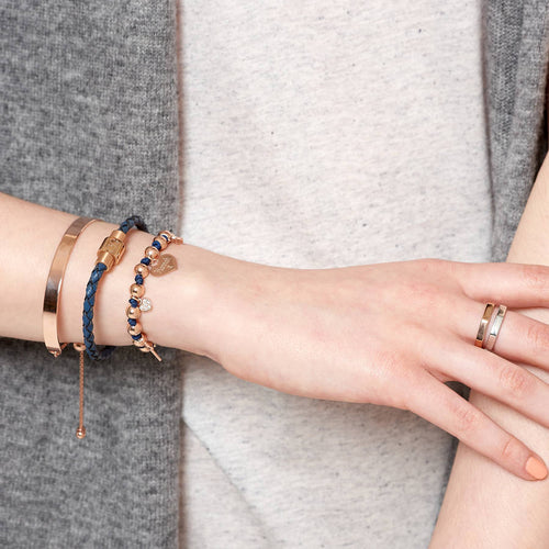 Personalised Rose Gold Plated And Silk Charm Bracelet