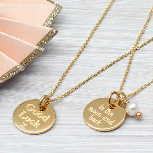 Personalised 18ct Gold Plated Disc Charm Necklace