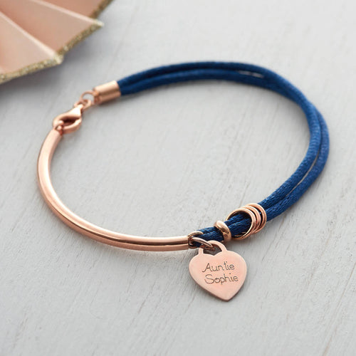 Personalised Silk And 18ct Rose Gold Plated Bangle