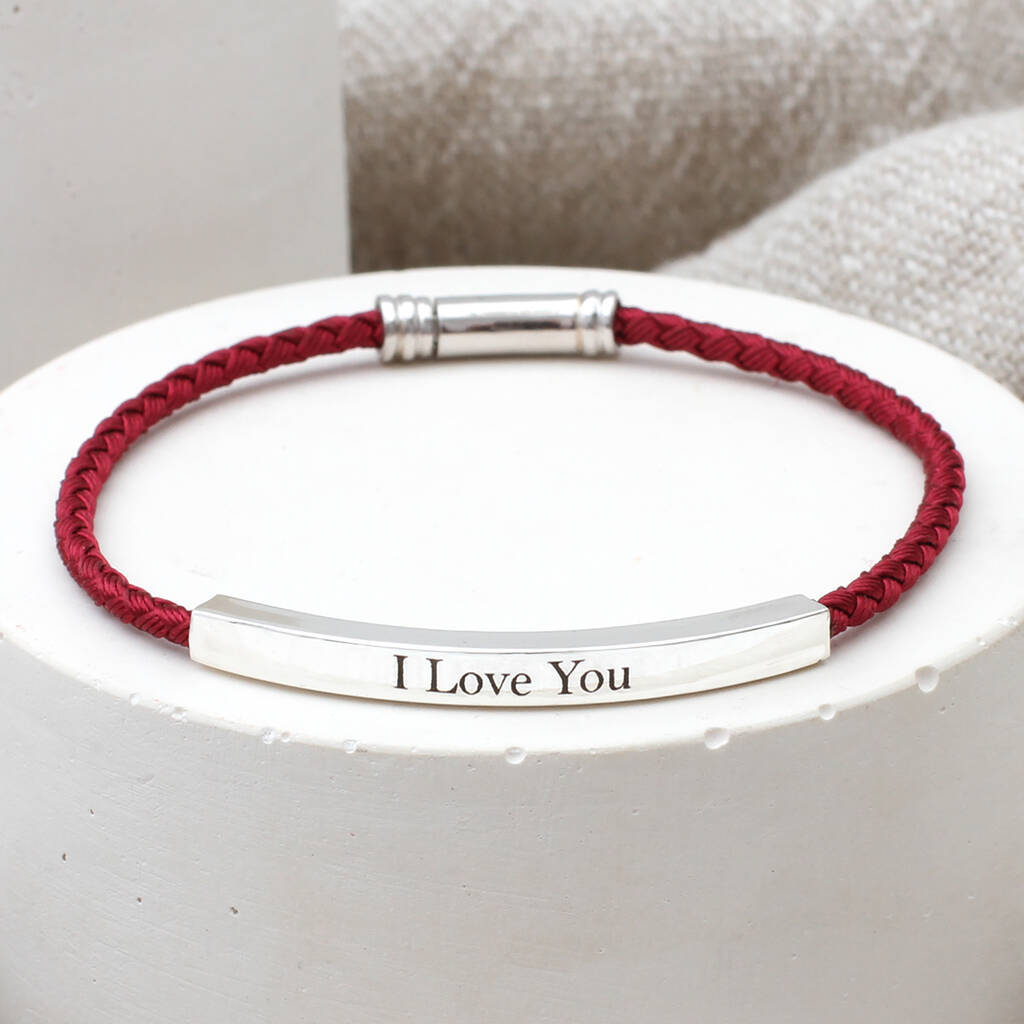 Personalised Sterling Silver And Silk Twist Bracelet