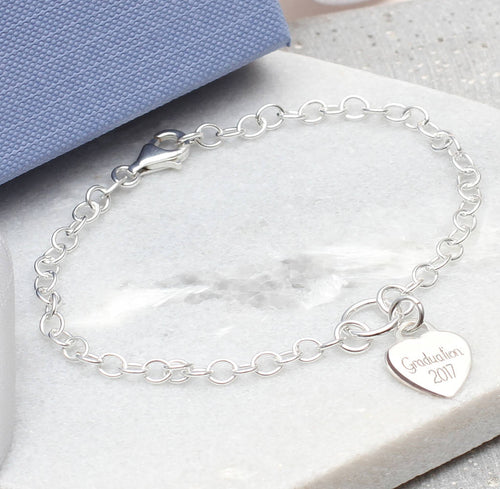 Personalised Sterling Silver Graduation Charm Bracelet