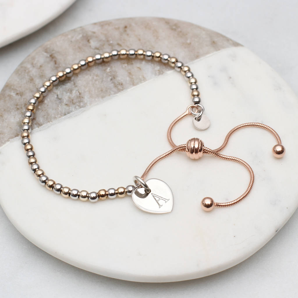 Personalised Sterling Silver Initial Slider Bracelet