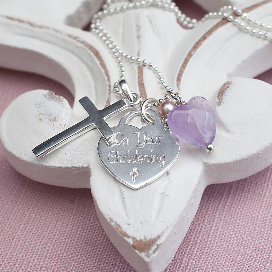 Personalised Sterling Silver Christening Necklace