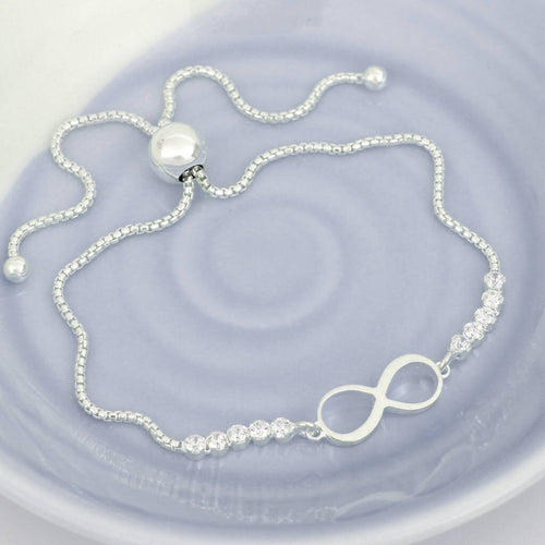 Sterling Silver And Crystal Infinity Slider Bracelet