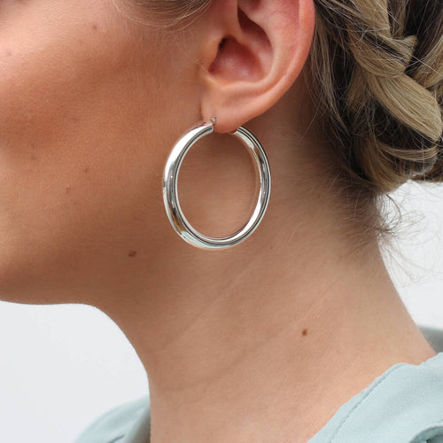Sterling Silver or 18ct Gold Plated Chunky Tube Hoop Earrings
