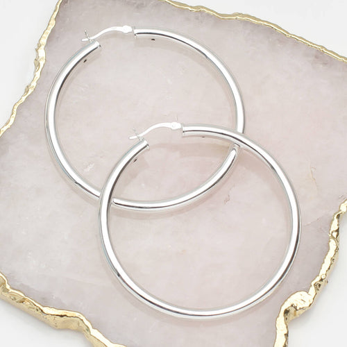 Sterling Silver Large Hinged Hoop Earrings