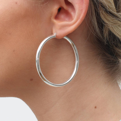 Sterling Silver Large Hinged Hoop Earrings