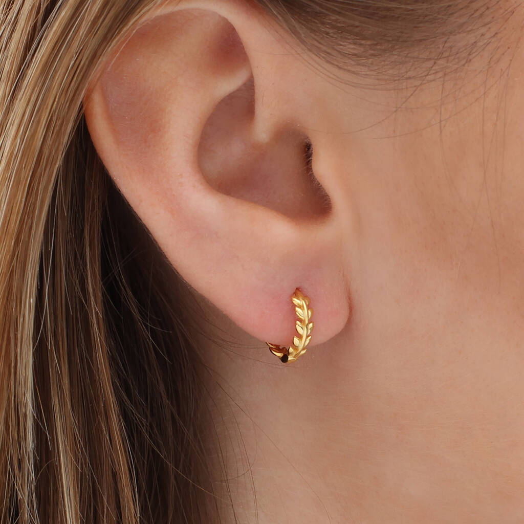 Sterling Silver Or Gold Plated Leaf Hoop Earrings