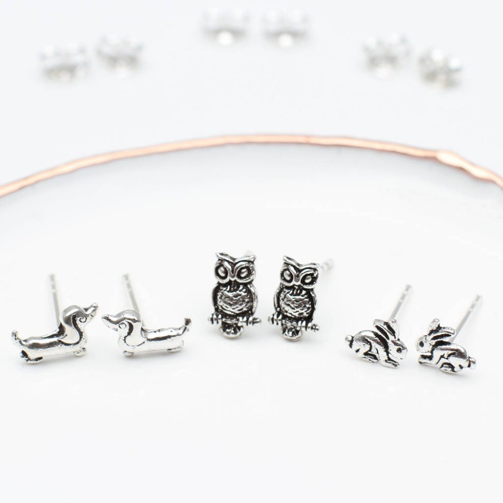 Sterling Silver Mini Animal Stud Earrings