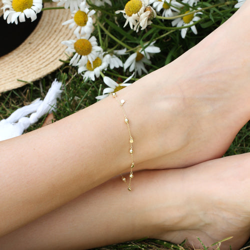Personalised Gold Plated Bead And Disc Anklet