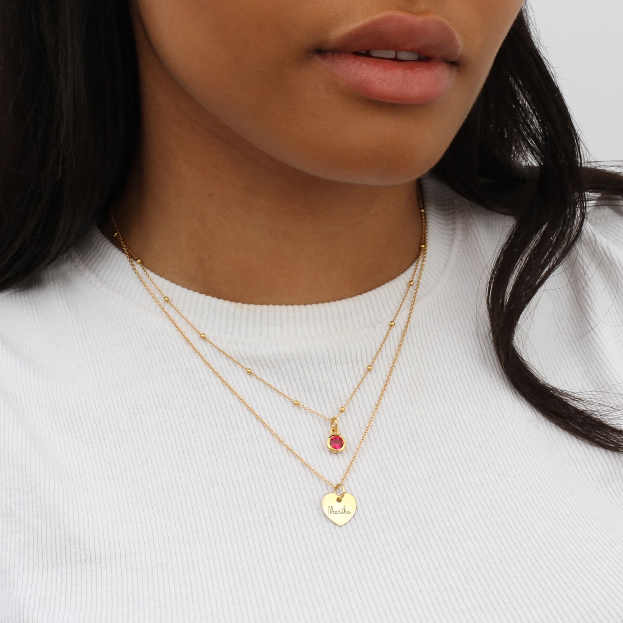 Sterling Silver or 18ct Gold Plated Personalised Birthstone Layer Necklace