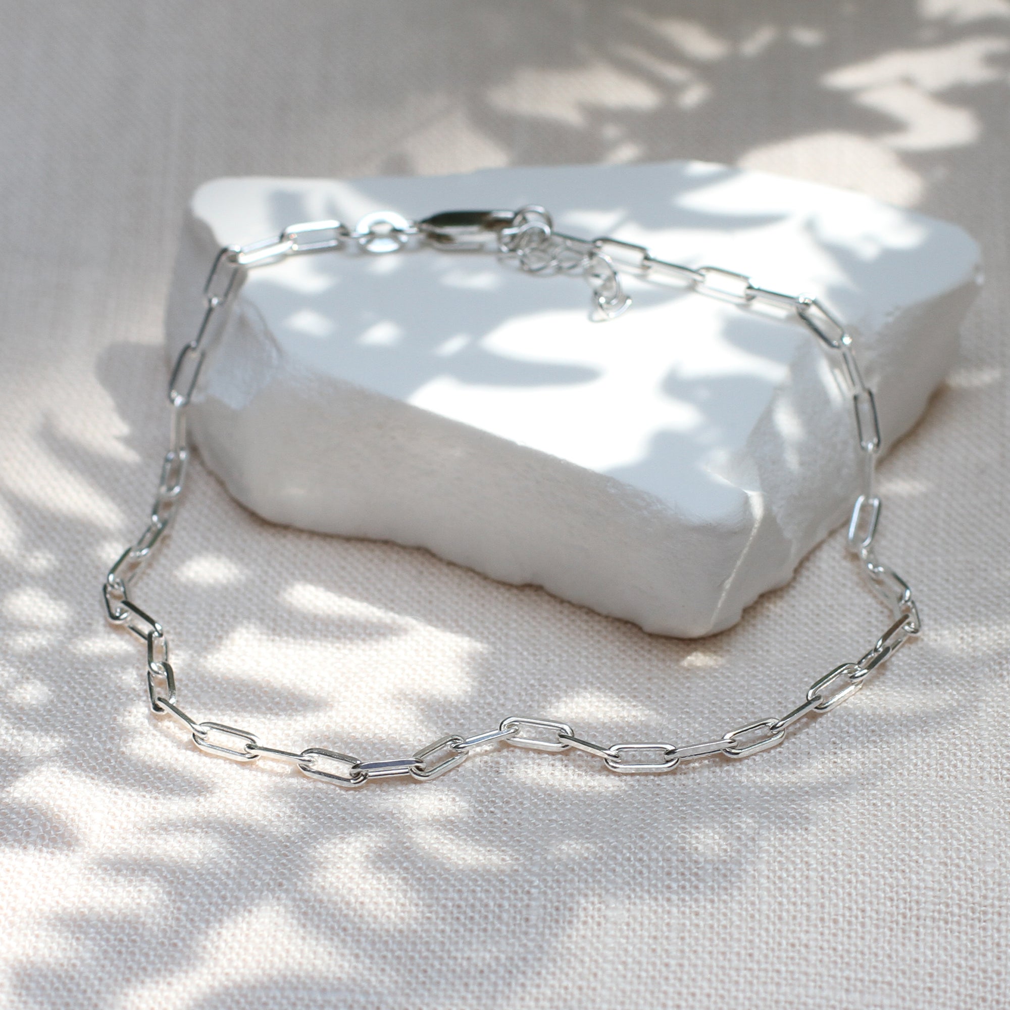 Personalised Sterling Silver Paper Link Chain Anklet