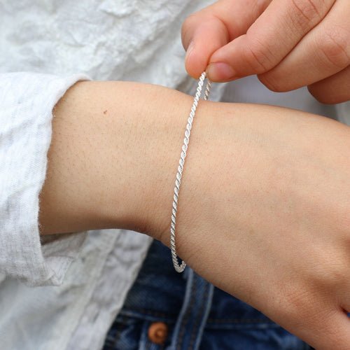 Silver Rope Chain Bracelet