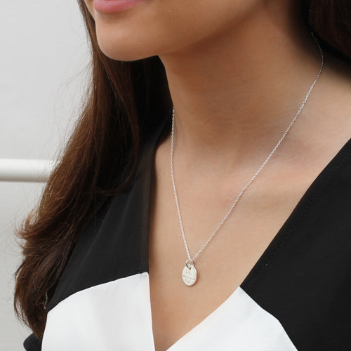 Personalised Sterling Silver Disc Charm Necklace