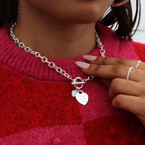 Personalised Solid Sterling Silver Heart Necklace