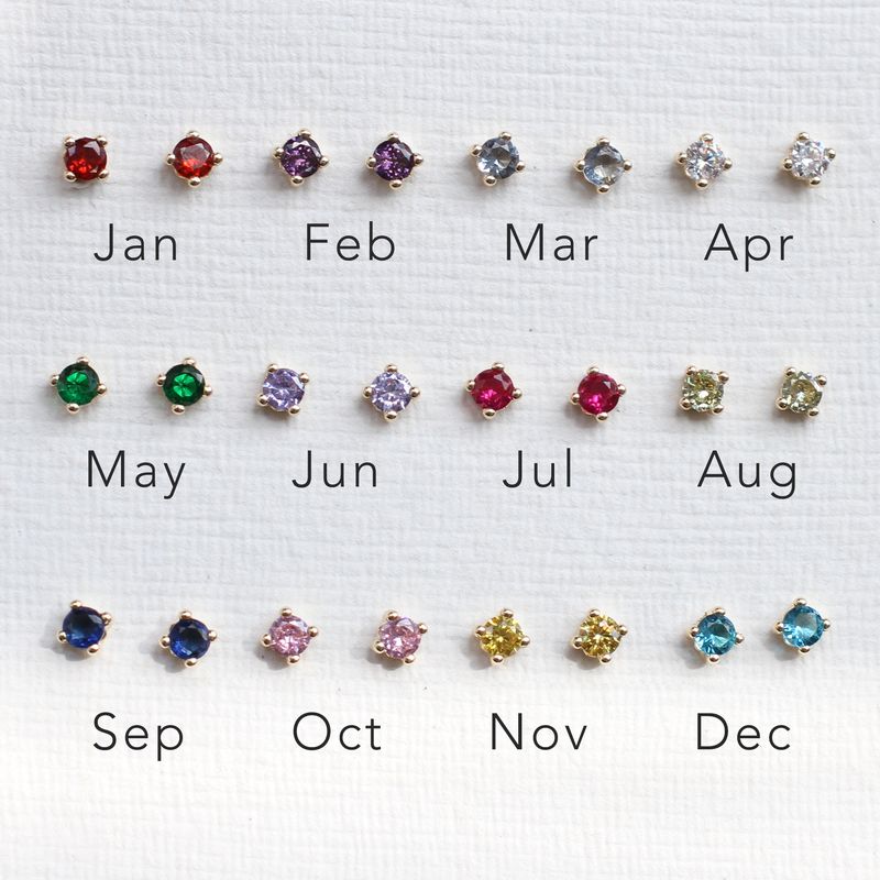 9ct Yellow Gold Birthstone Stud Earrings