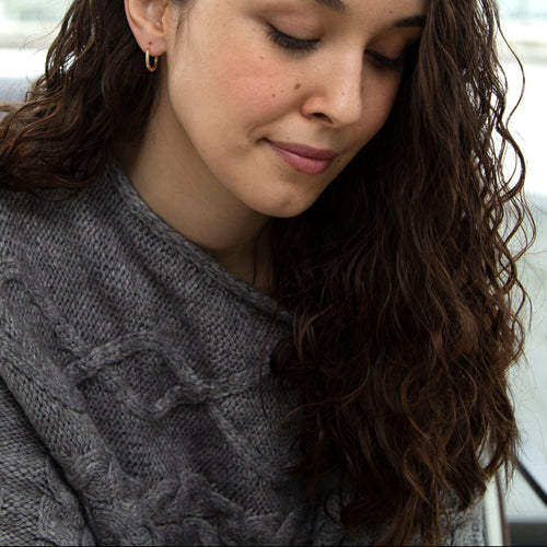 Solid Gold Patterned Creole Hoop Earrings