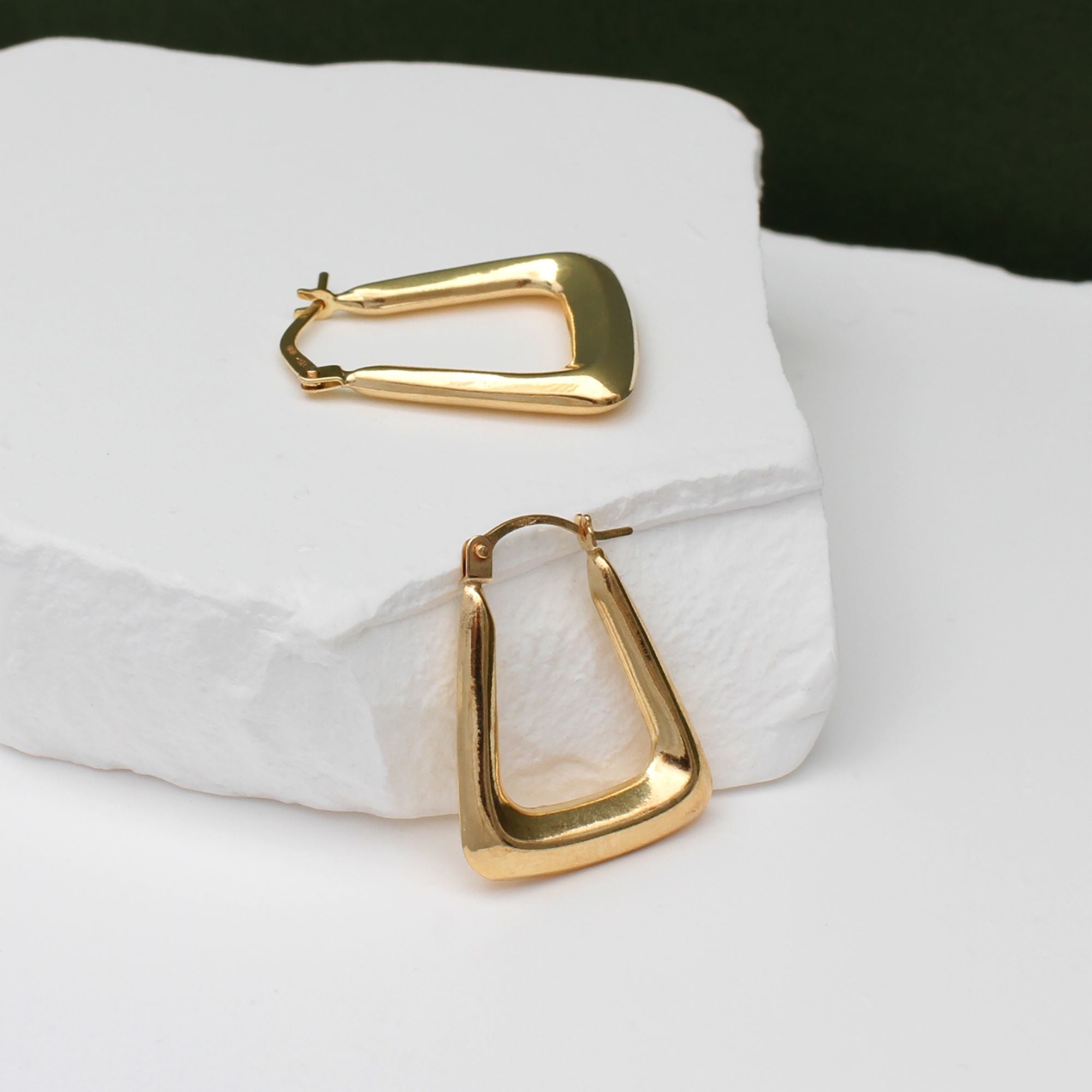 9ct Yellow Gold Triangle Hoop Earrings