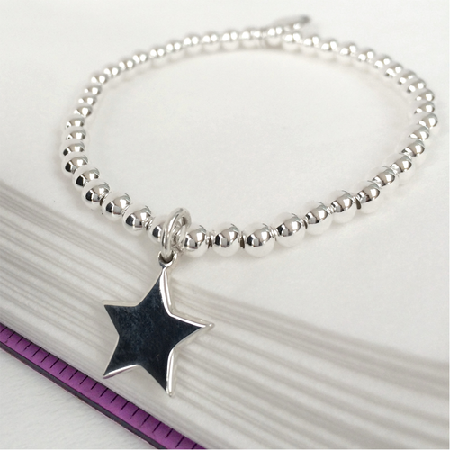 Personalised Sterling Silver Star Charm Ball Bracelet
