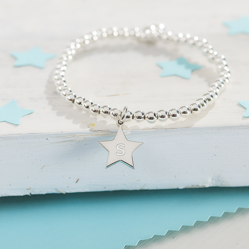 Personalised Sterling Silver Star Charm Ball Bracelet