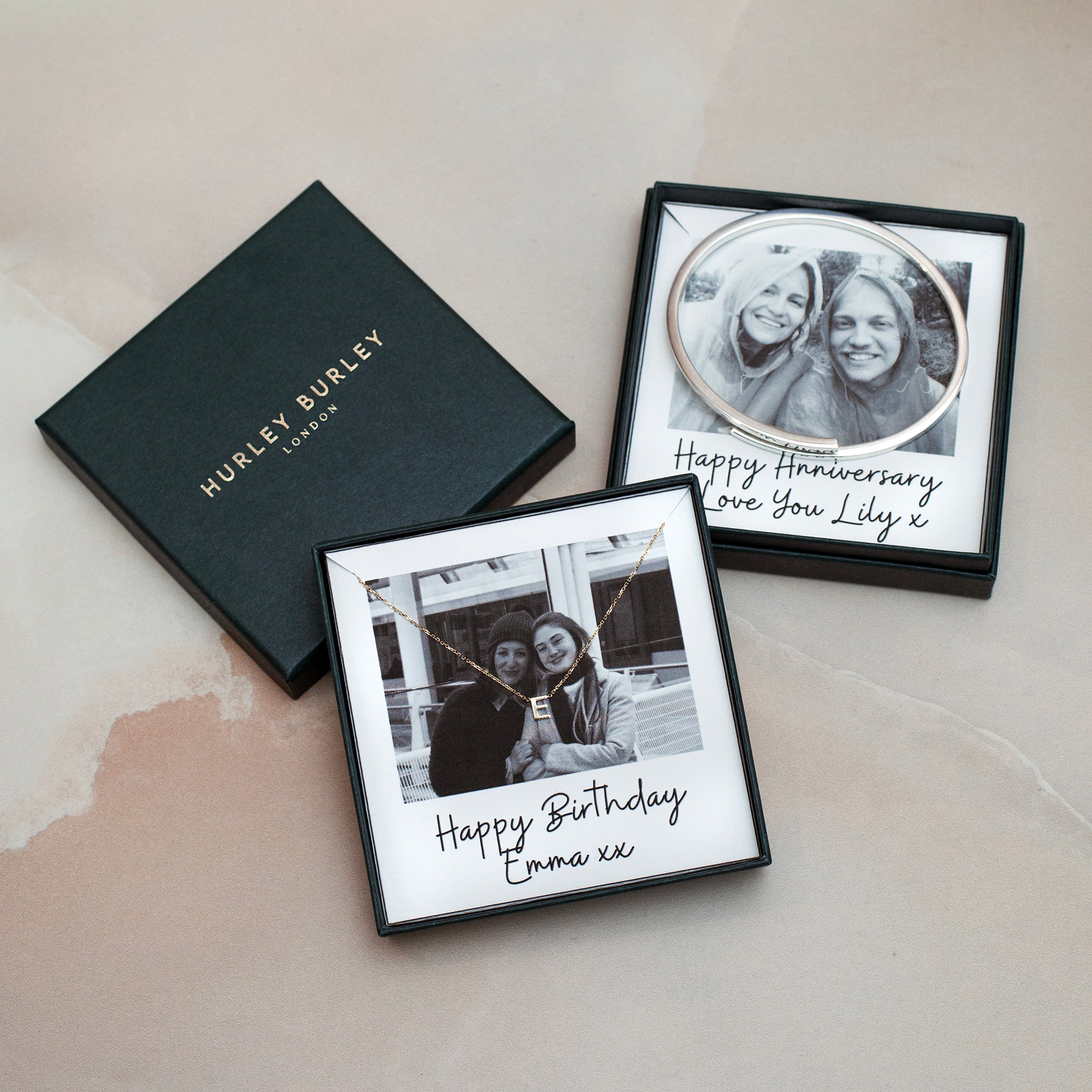 9ct Gold Mini Initial Necklace With Personalised Photobox