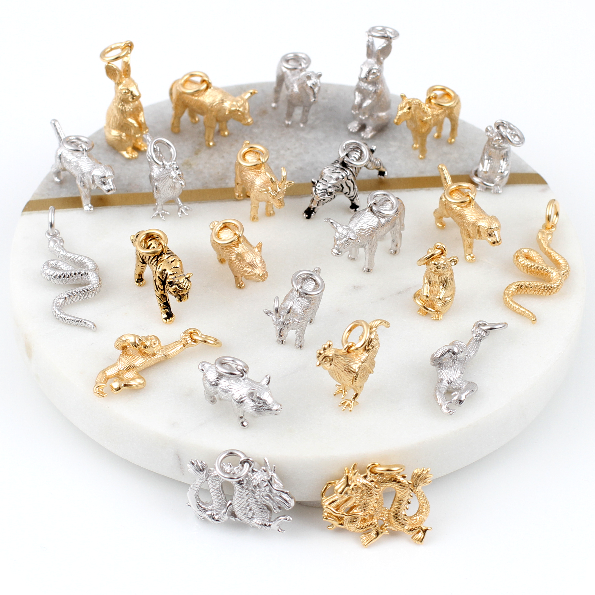 Sterling Silver or 18ct Yellow Gold Plated Chinese Zodiac Rat Charm
