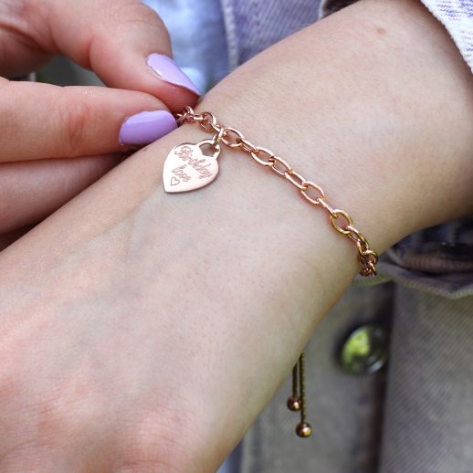 Personalised 18ct Gold Plated Heart Charm Bracelet