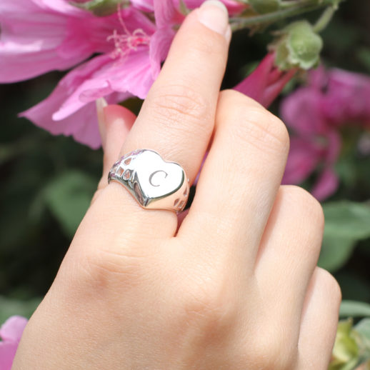 Ladies Sterling Silver Monogram Signet Ring By Hurleyburley