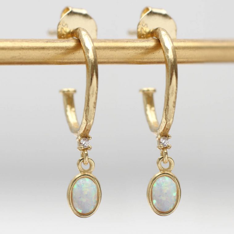 18ct Gold & Opal Hoop Earrings | Hurleyburley