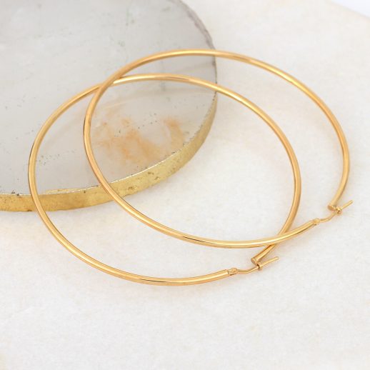 18ct Gold Plated Or Sterling Silver 70mm Hinged Hoop Earrings