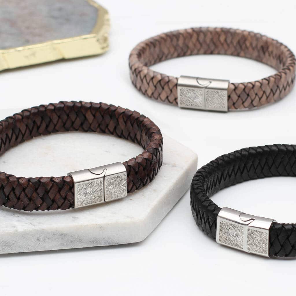 Men’s Personalised Leather Infinity Bead Bracelet | Hurleyburley