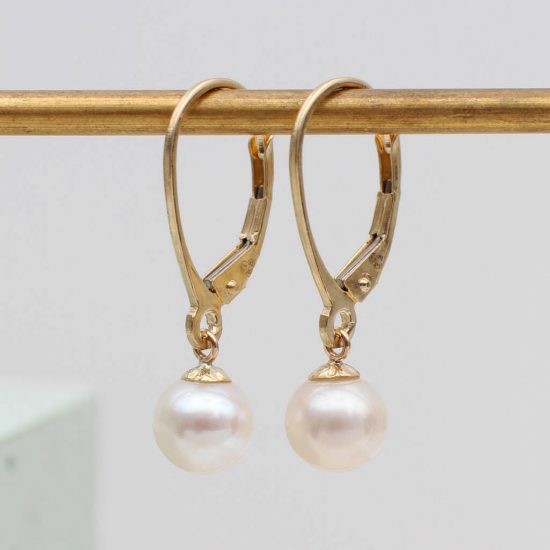 9ct Gold And Freshwater Pearl Leverback Earrings | Hurleyburley