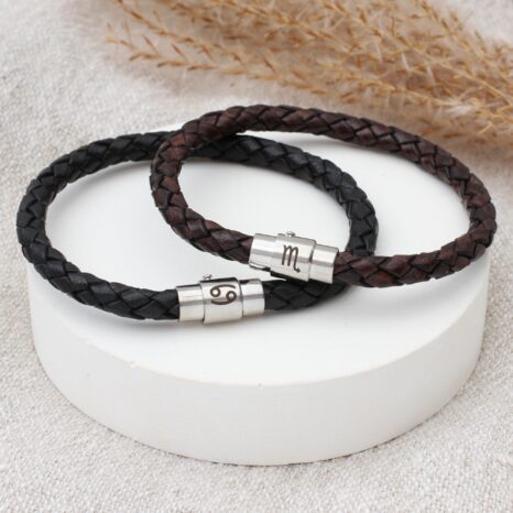 Personalised Zodiac Leather Bracelet | Hurleyburley