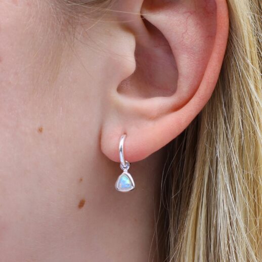 Silver sales opal earrings